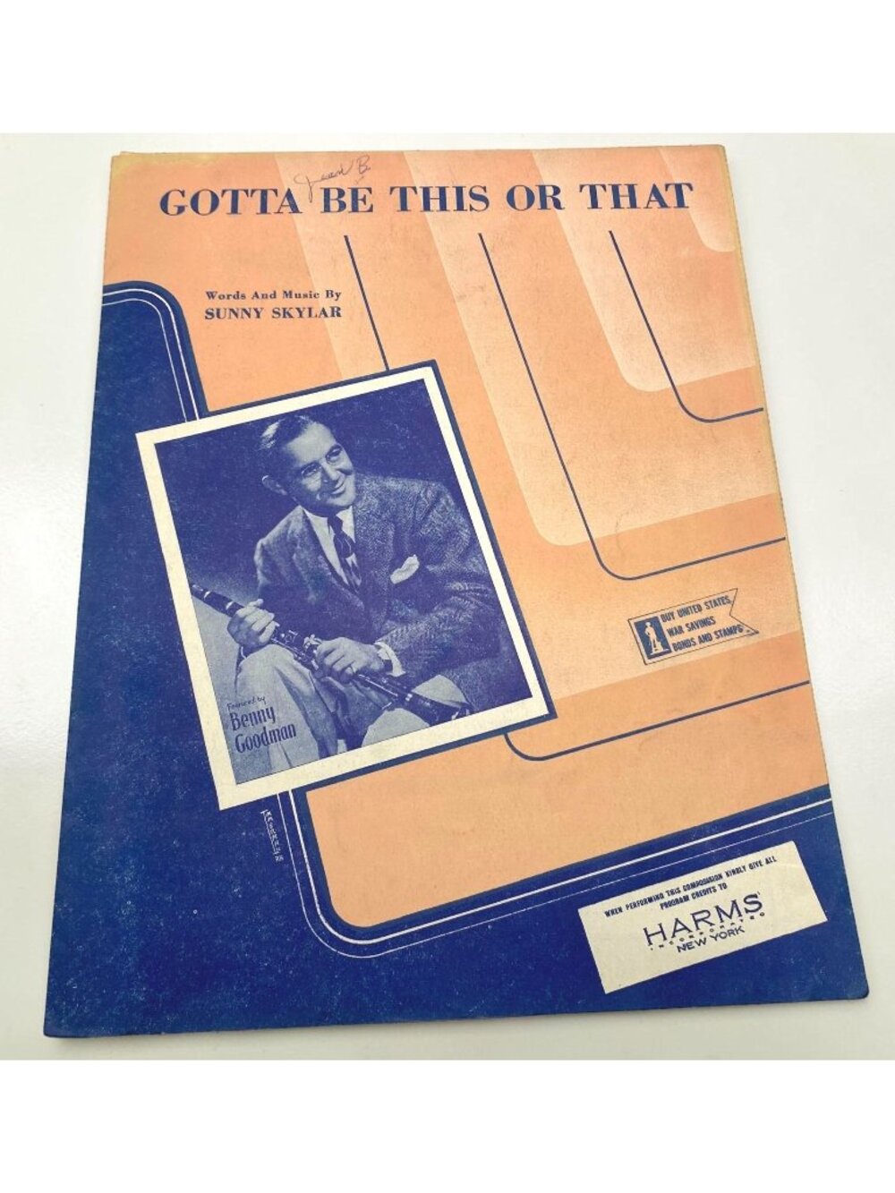 Gotta Be This or That Piano Sheet Music Benny Goodman 1940s Jazz Sunny Skylar